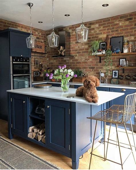 We Love Everything About This Kitchen From The Brick Wall To The Dark