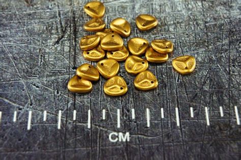 50pcs Matte Gold Bronze Czech Glass Rose Petal Beads Pressed Flat