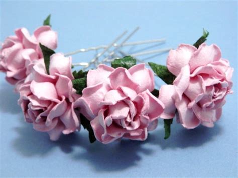 Soft Pink Rose Floral Hair Pin Set Bridal Wedding Hair Etsy