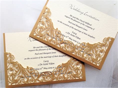 Whether you want to upload your own custom design or tailor one of our exclusive designer suites, every invitation is delivered complete with personalized envelope, liner, stamp, and rsvp tracking. Gold Wedding Invitations | Gold Wedding Invites