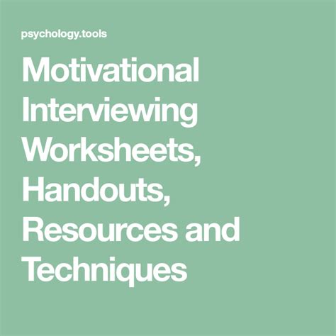 Motivational Interviewing Worksheets Handouts Resources And