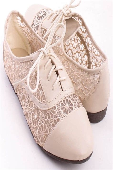 Group Of Beige Leather Floral Lace Lace Up Flatswomens Flat Shoes