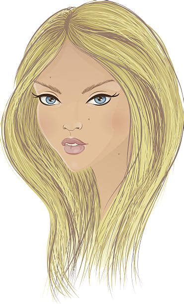 Long Blonde Straight Hair Cartoon Illustrations Royalty Free Vector
