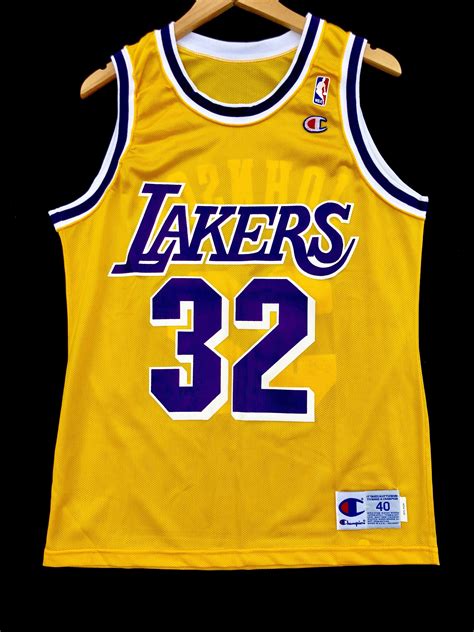 Magic Johnson Los Angeles Lakers Vintage Champion Nba Jersey 44 Large