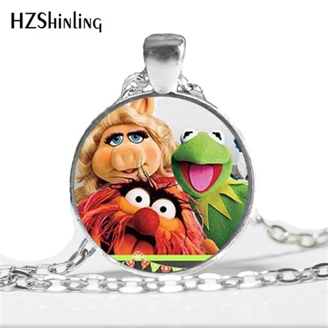 Ns 00206 New Fashion Round Glass Necklace Miss Piggy Necklace The