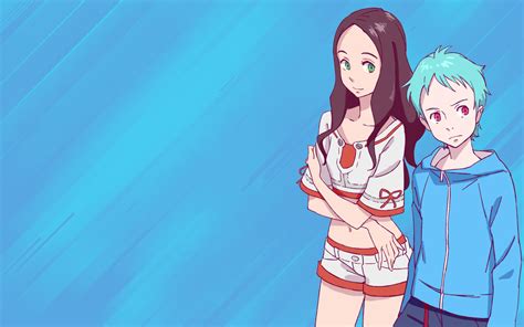 Wallpaper Eureka Seven Ao Fukai Ao Arata Naru Anime Girls Anime Boys Blue Background
