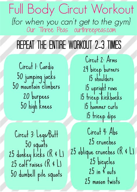 Full Body Circuit Workout Our Three Peas