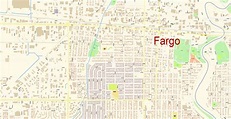 Fargo North Dakota US Map Vector Exact City Plan detailed Street Map ...