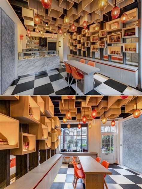 Wood Boxes Are Used To Showcase The Products Inside This Chocolate Shop ...