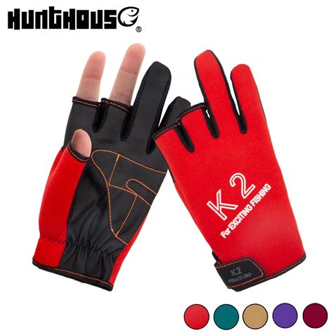 Hunthouse Sport Leather Fishing Gloves 1pairlot 3 Half Finger