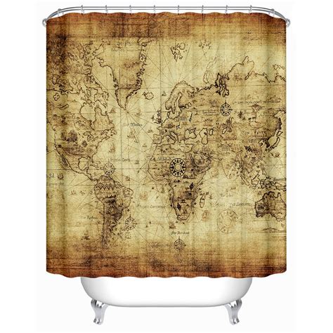 Uphome 72 X 72 Inch Antique Map Of The World Vector Children Bathroom