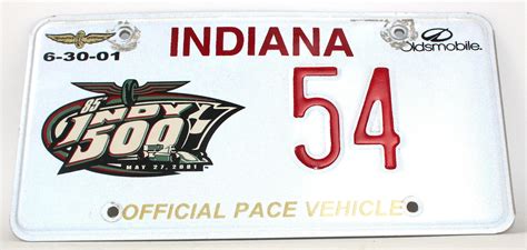 Lot - 2001 Indy 500 Pace Car License Plate