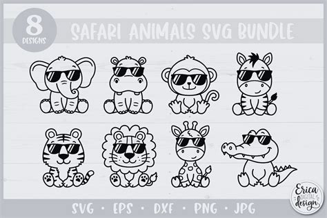 Safari Funny Animals Svg 8 Outline Cut Files Made By Teachers