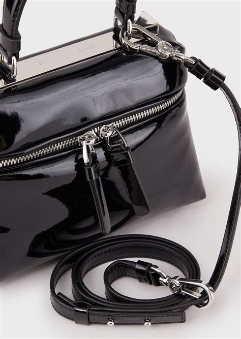 Mini Bauletto Bag With Padded Faux Patent Leather Woman Emporio Armani