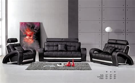 Living Room Furniture Black Bonded Leather Sofa Loveseat Chair