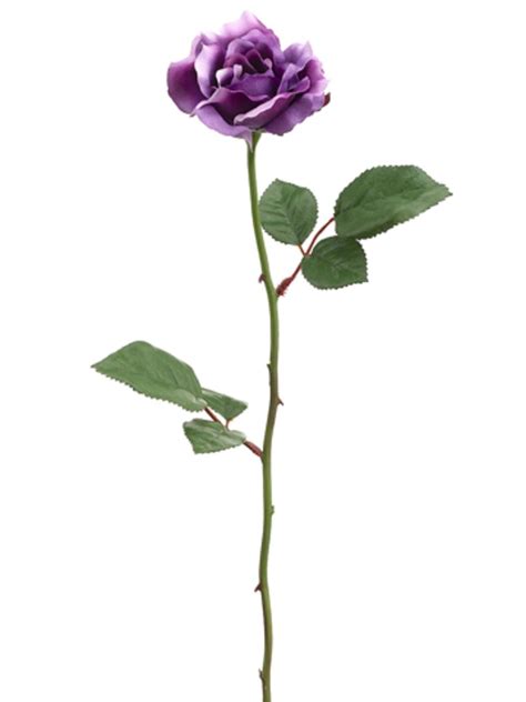 23 Artificial Single Long Stem Blooming Purple Rose Flower Pick