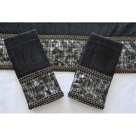 Sherry Kline Its A Croc Black Decorative 3 Piece Towel Set Free