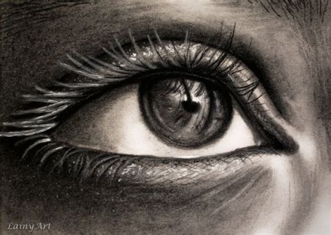 Eye Macro Drawing Matted 8x10 Watercolor Print Charcoal