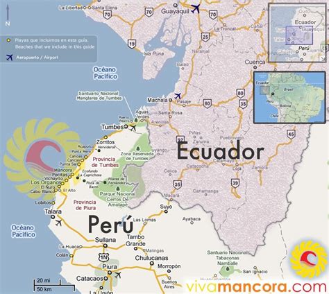 Map And Distances At Mancora Máncora Perú Hoteles Casas De Playa