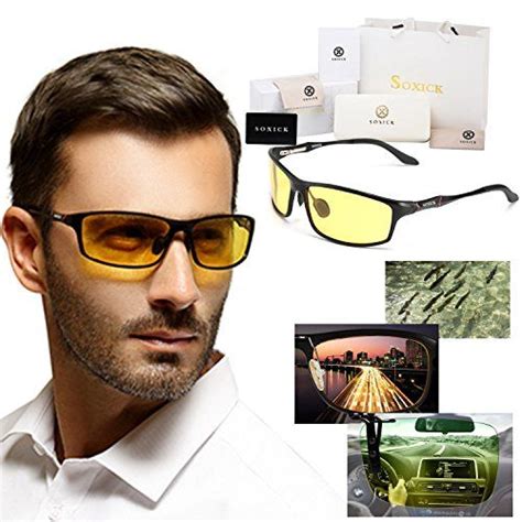 soxick mens hd metal polarized night driving glasses sports sunglasses mens eyewear rectangle