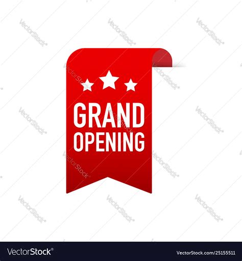 Red Ribbon Grand Opening On White Background Vector Image