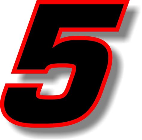 Buy Vinyl Stickerdecal Black Red Outline Square Font Race Number 5