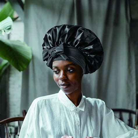 Women Satin Bonnet Large Satin Bonnets For Braids For Sleeping Black