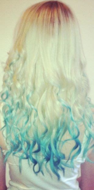 Blonde Hair Aqua Blue Dip Dye Dip Dye Hair Dyed Hair Blue Blue Dip