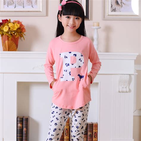 Korean Little Girls Pyjamas Letter P Cotton Pajamas