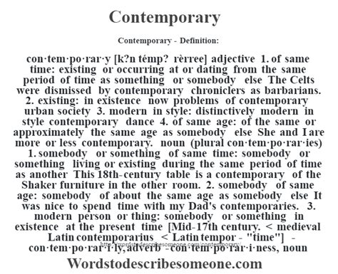 Contemporary Definition Contemporary Meaning Words To Describe Someone
