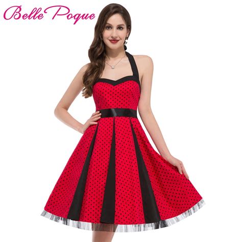 Fashion Summer Dress 2017 Sexy Halter Robe Polka Dots Pinup Rockabilly 50s 60s Vintage Dress