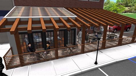 See more of cafe poste & garden design centre on facebook. Landscape Design 3D Walkthrough - Restaurant Addition - Outdoor Dining Area - Timber Pergola ...