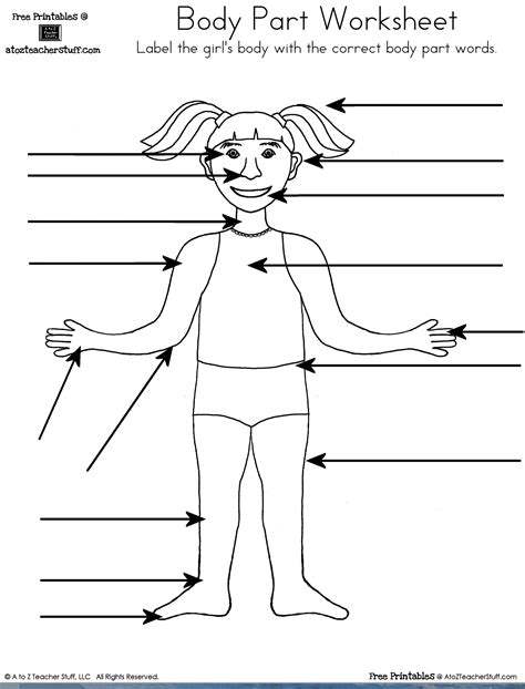 Body Part Worksheet Boy And Girl A To Z Teacher Stuff Printable