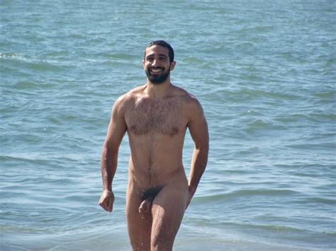Man On Nude Mens Beach Gay Int Hairy Beefcake Swimsuit Swim Trunks