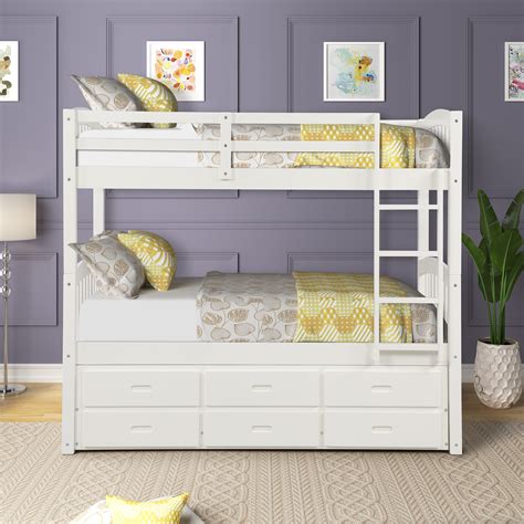 White Bunk Beds For Kids Segmart Twin Over Twin Bunk Bed