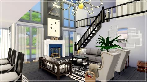 The Sims 4 Luxury Mid Century Lofted Modern House Speed Build