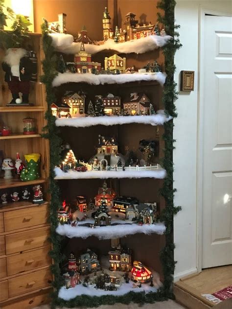 Christmas Village Display Built Into Shelving Unit Diy Christmas