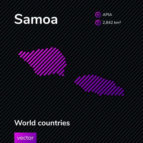 Vector Creative Digital Neon Flat Map Of Samoa With Violet Purple