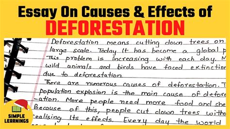 Deforestation Essay In English Words Cause And Effect Youtube