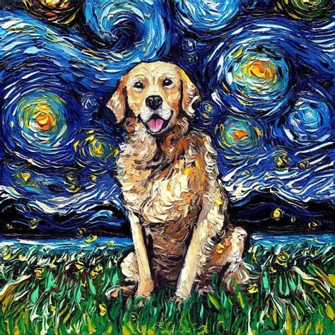 Artist Reimagines Van Goghs ‘starry Night With Adorable Dogs Starry