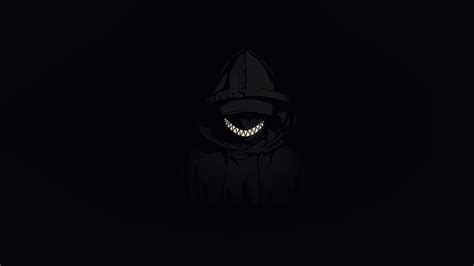 Hd Wallpaper Minimalism Dark Scary Face Smile Tooth Hooded Jacket