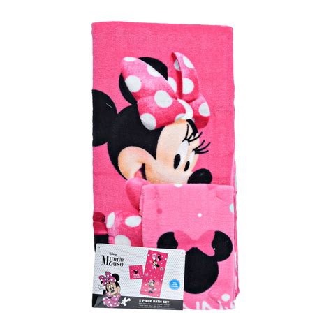 Disney 2pc Minnie Mouse Pink Bath Towel And Washcloth Set