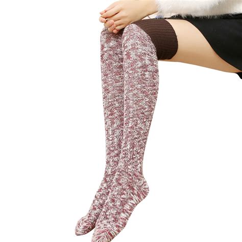 Over Knee Wool Knit Stockings Winter Thigh High Women Fashion Warm Stockings In Stockings From