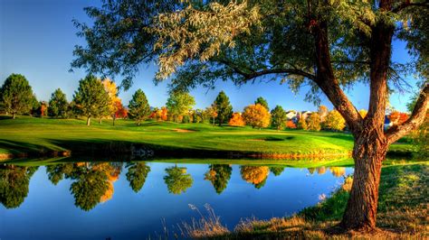 Wallpaper Trees Landscape Colorful Fall Water Nature Reflection