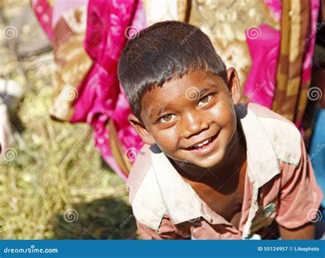 Indian Boy Smiles And Looking Camera Editorial Photography Image Of