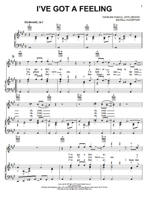 Ive Got A Feeling Sheet Music The Beatles Piano Vocal And Guitar