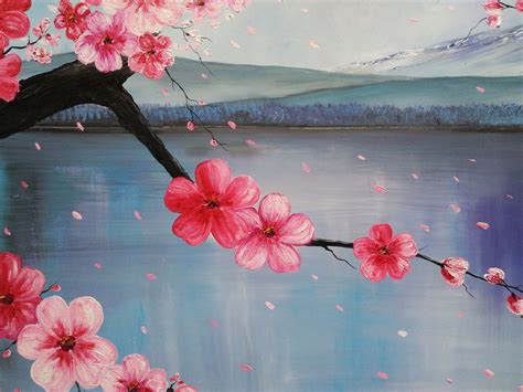 Japanese Sakura Beautiful Abstract Art Original Oil Painting Etsy