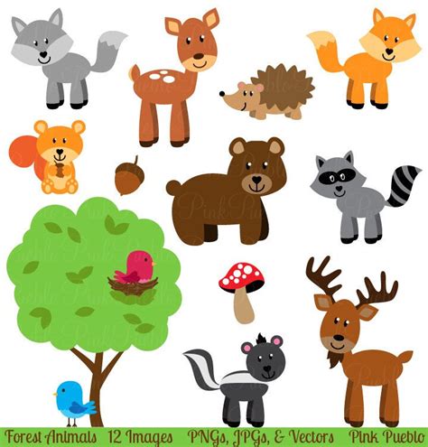 Forest Animal Clip Art Forest Animals Clipart Woodland Etsy Animal