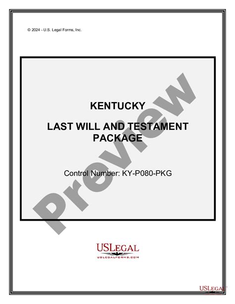 Kentucky Last Will And Testament Package Last Will Testament Us