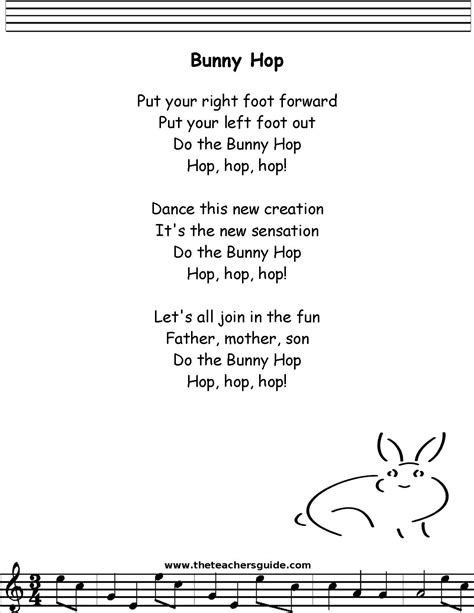 Bunny Hop Lyrics Printout Midi And Video Easter Songs For Kids